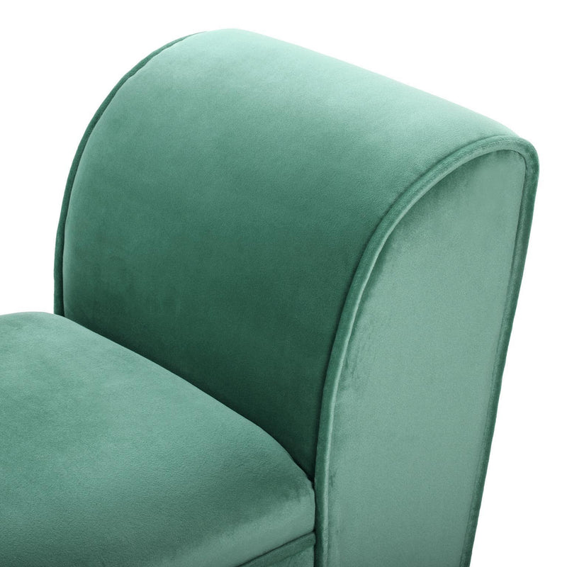 panca classica rivestimento in velluto colore verdino