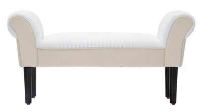 panca classica rivestito in tessuto a costine colore crema