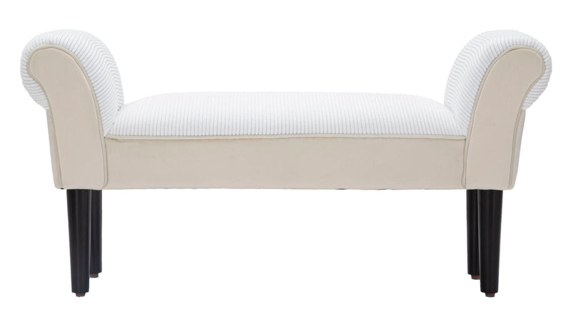panca classica rivestito in tessuto a costine colore crema