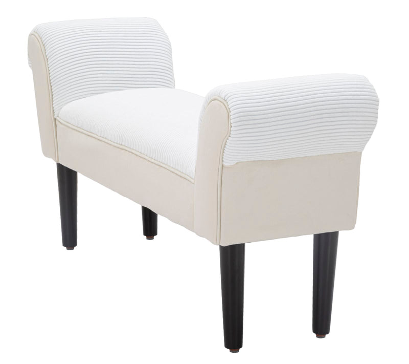 panca classica rivestito in tessuto a costine colore crema