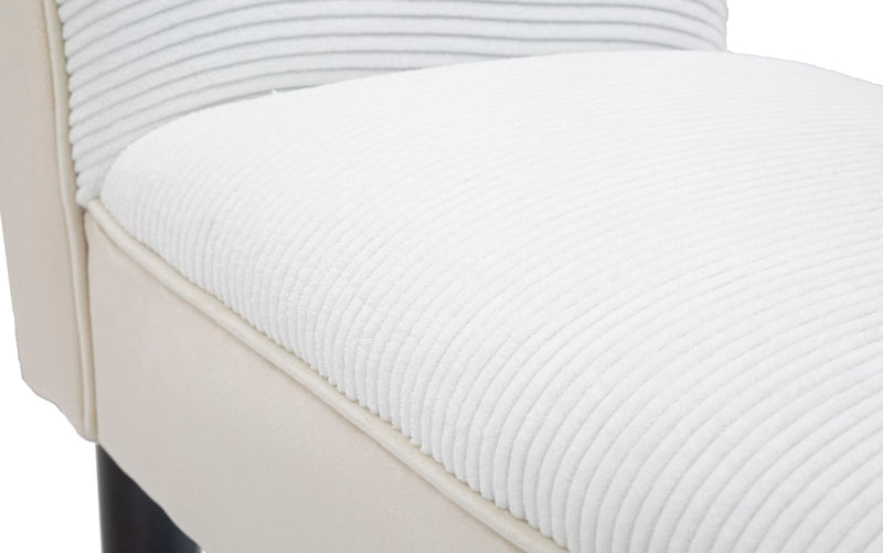 panca classica rivestito in tessuto a costine colore crema