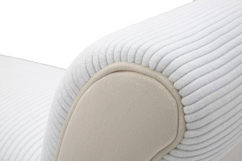 panca classica rivestito in tessuto a costine colore crema