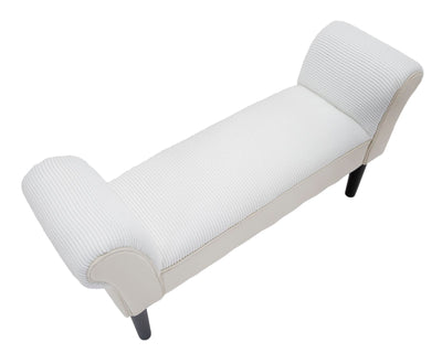 panca classica rivestito in tessuto a costine colore crema
