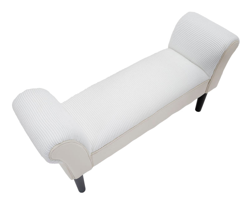 panca classica rivestito in tessuto a costine colore crema