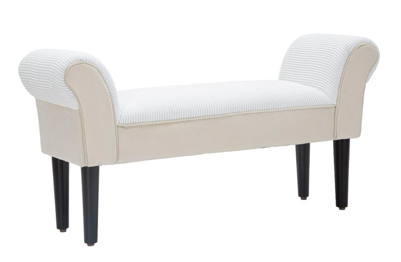 panca classica rivestito in tessuto a costine colore crema
