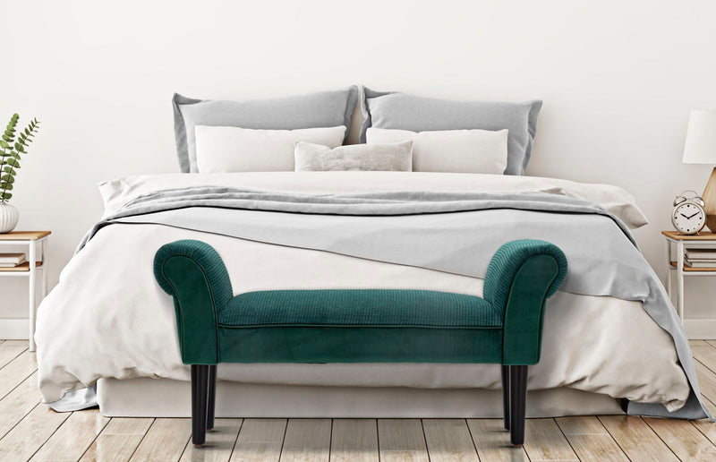 panca classica rivestito in tessuto a costine colore verde