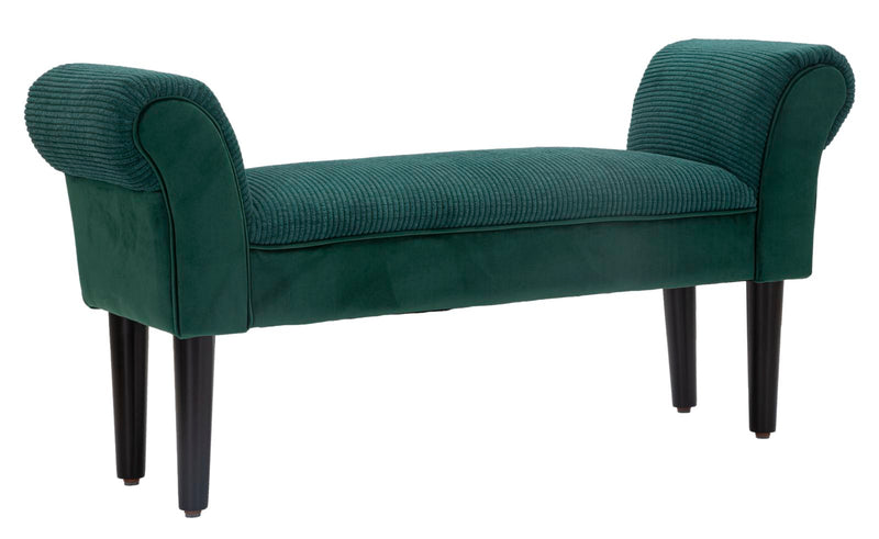 panca classica rivestito in tessuto a costine colore verde