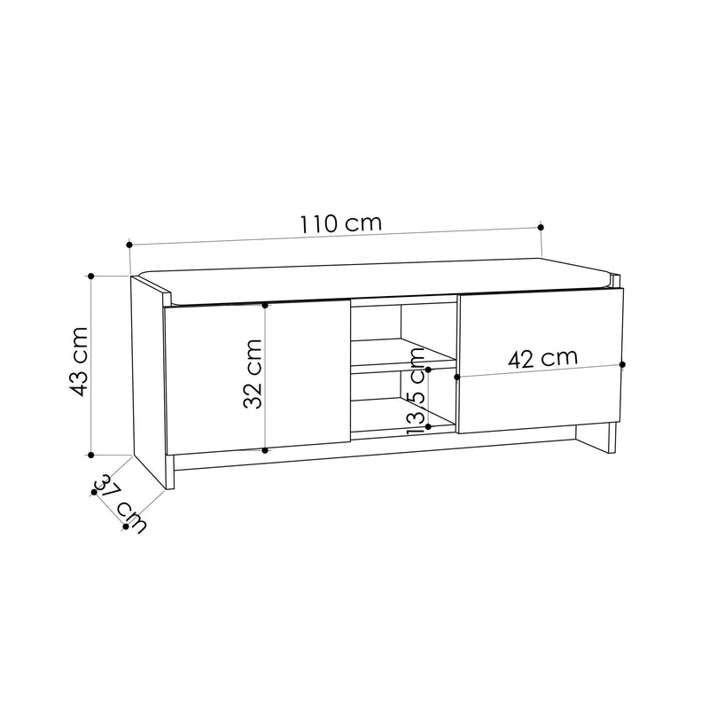 Panca da ingresso in legno con seduta imbottita ante e vani cm 110x37x43h - vari colori