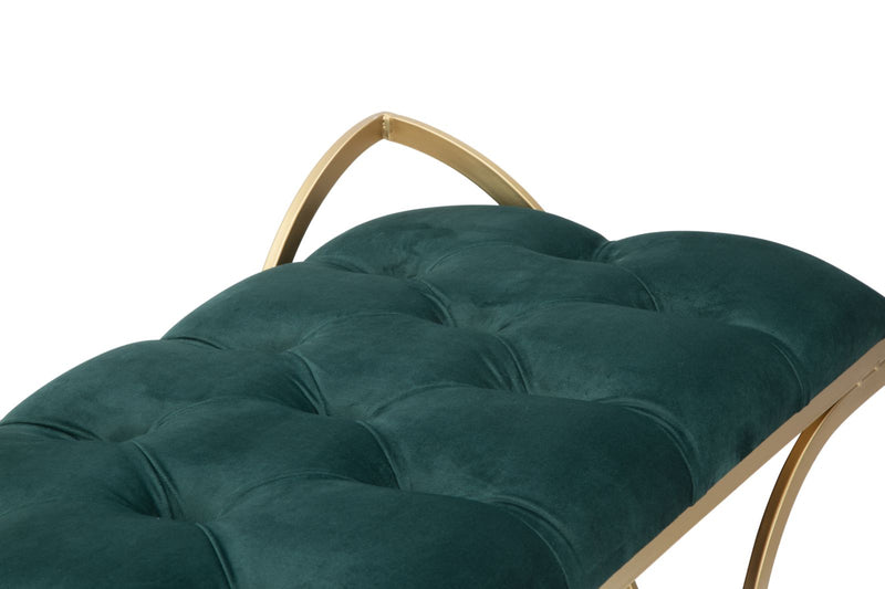 panca da ingresso inmetallo dorato e velluto verde