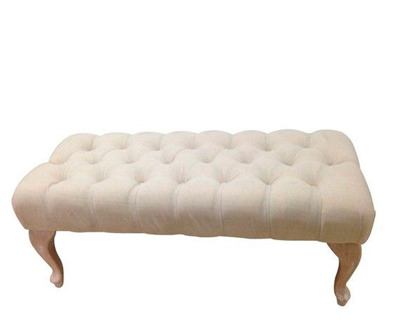 Panca da camera classica con seduta in tessuto colore beige cm 100x42x40h