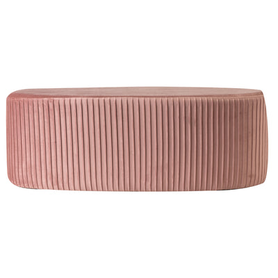 Panca pouf ovale in velluto plissettato cm 101x37x42h - vari colori