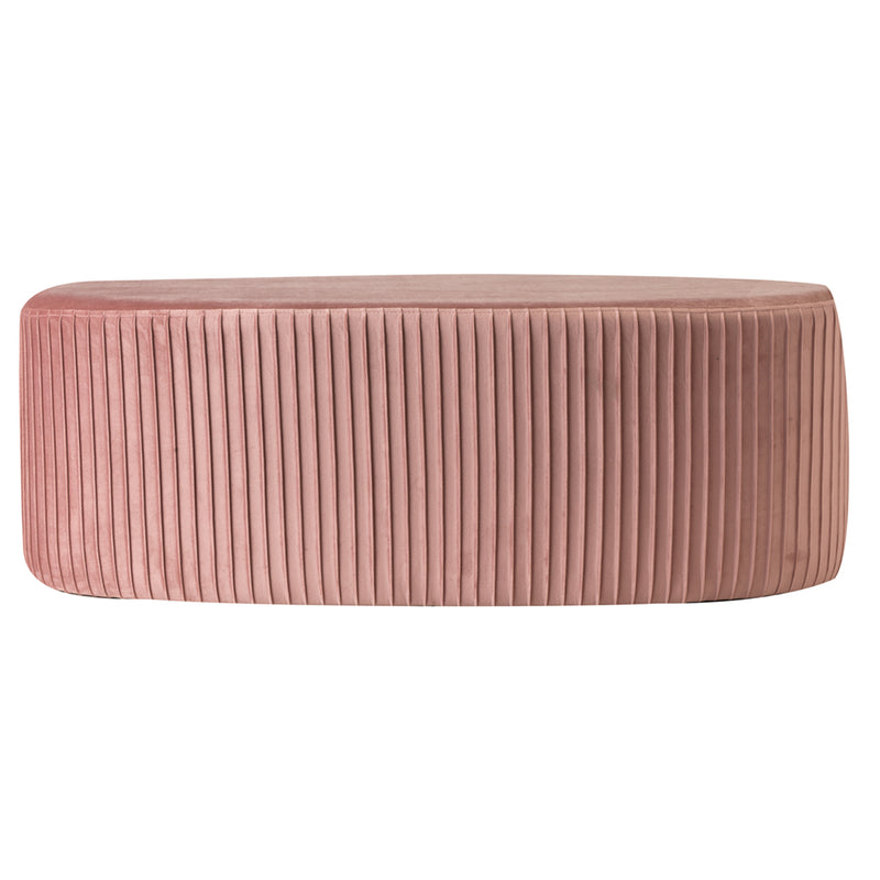 Panca pouf ovale in velluto plissettato cm 101x37x42h - vari colori