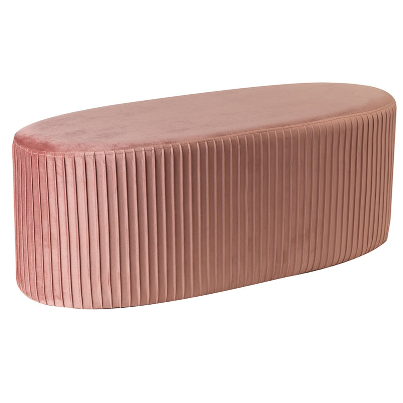 Panca pouf ovale in velluto plissettato cm 101x37x42h - vari colori