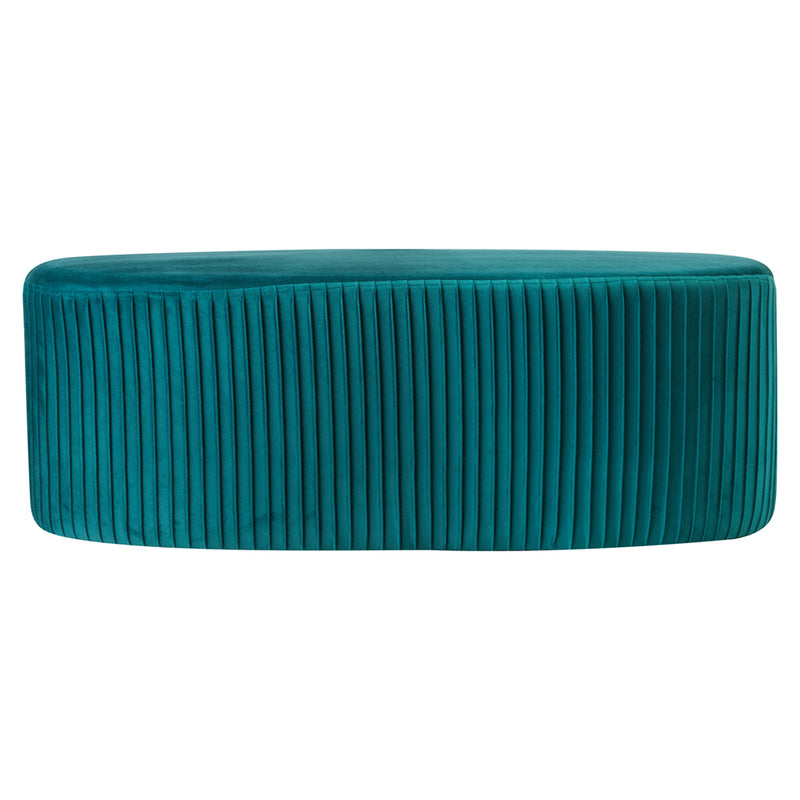 Panca pouf ovale in velluto plissettato cm 101x37x42h - vari colori