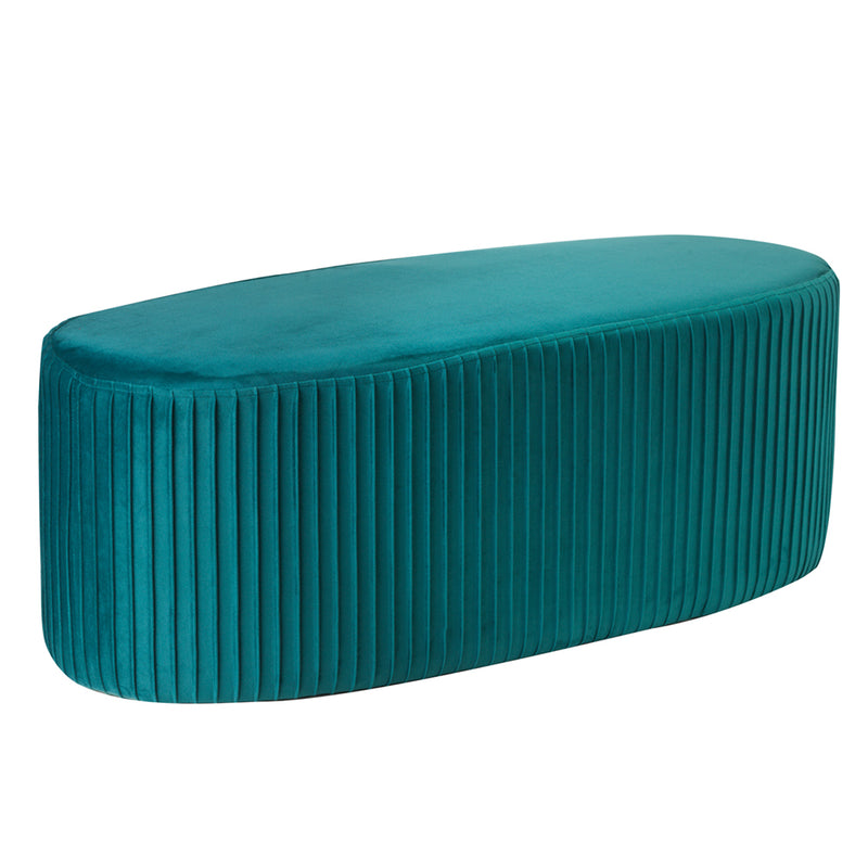 Panca pouf ovale in velluto plissettato cm 101x37x42h - vari colori