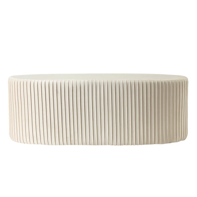 Panca pouf ovale in velluto plissettato cm 101x37x42h - vari colori
