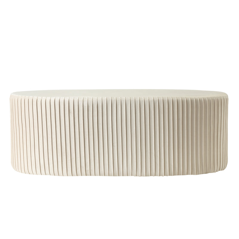 Panca pouf ovale in velluto plissettato cm 101x37x42h - vari colori