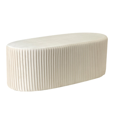 Panca pouf ovale in velluto plissettato cm 101x37x42h - vari colori