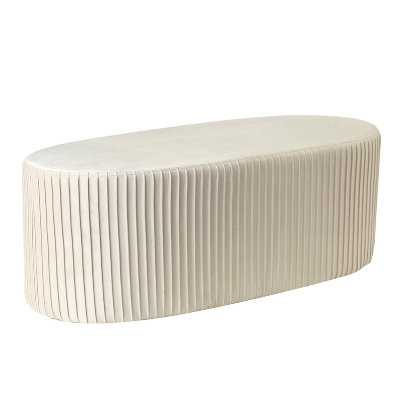 Panca pouf ovale in velluto plissettato cm 101x37x42h - vari colori