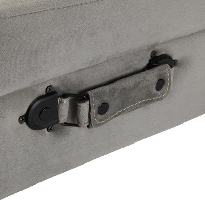 panchetta moderna valigia rivestimento in velluto colore grigio chiaro