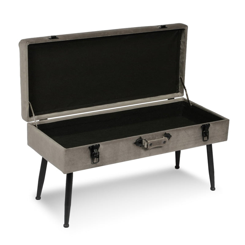 panchetta moderna valigia rivestimento in velluto colore grigio scuro