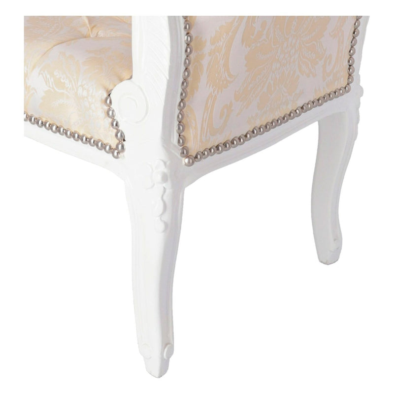 Panchetta barocco da ingresso gambe in legno colore bianco seduta in ecopelle cm 90x45x70h