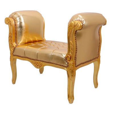 divanetto barocco legno oro pelle oro