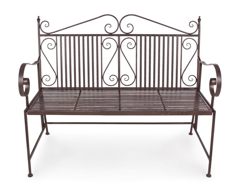 Panchina classica pieghevole per esterno in acciaio colore marrone cm 115x60x92h