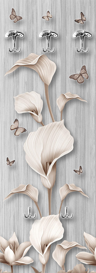 Appendiabiti da parete in legno fantasia con fiori cm 46x125