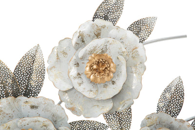 Decorazione a parete moderna in metallo 3D fiori e foglie cm 135x10x64h