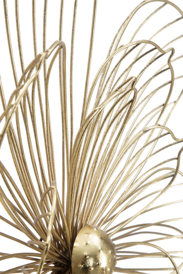 Pannello design decorativo in metallo colore oro 3D con fiore cm 60x8x54h