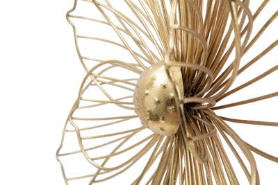 Pannello design decorativo in metallo colore oro 3D con fiore cm 60x8x54h