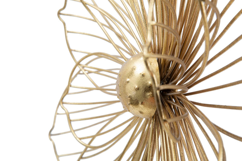 Pannello design decorativo in metallo colore oro 3D con fiore cm 60x8x54h