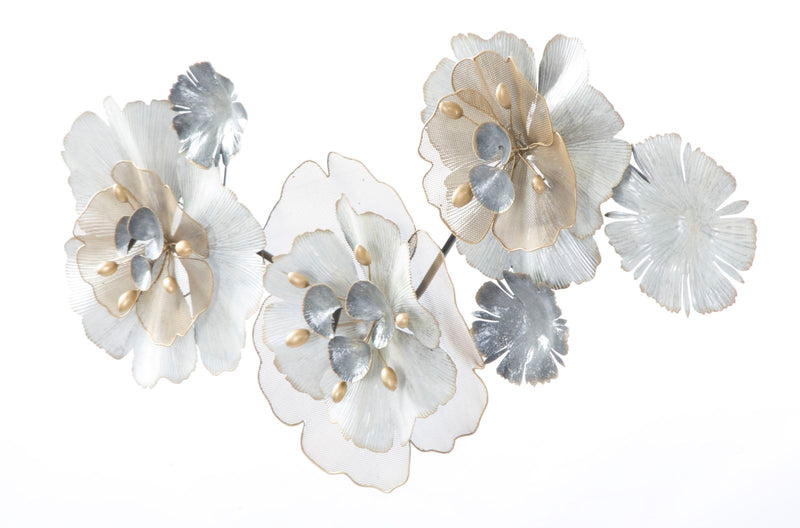 pannello decorativo in metallo con fiori in metallo 3D