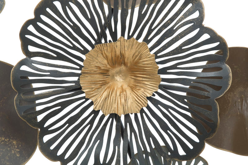 Pannello decorativo design in metallo 3D con fiori cm 155x8x85h