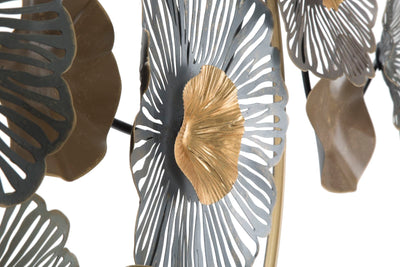 Pannello decorativo design in metallo 3D con fiori cm 155x8x85h