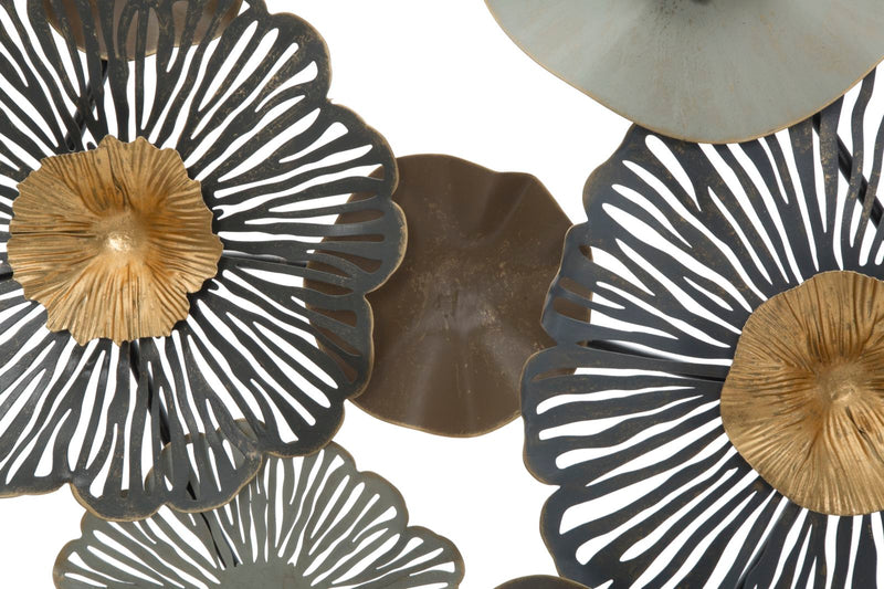 Pannello decorativo design in metallo 3D con fiori cm 155x8x85h