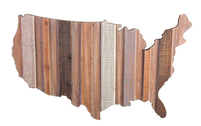 Pannello design in legno di abete sagoma Stati Uniti D'America cm 101x3x61h
