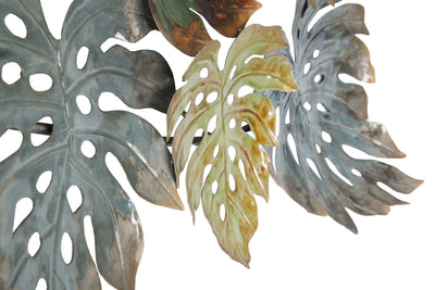 Green Leaf - Pannello decorativo da parete in ferro con foglie cm 129x6x67h