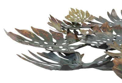 Green Leaf - Pannello decorativo da parete in ferro con foglie cm 129x6x67h