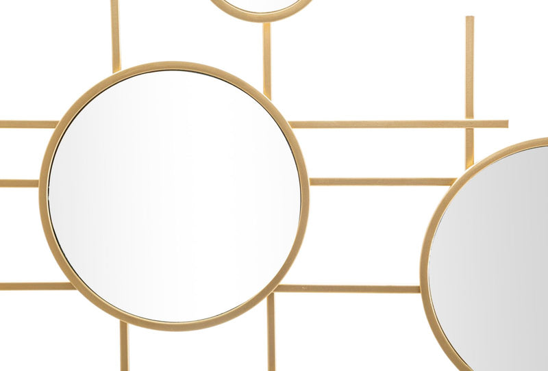 Pannello decorativo moderno con specchi in metallo dorato cm 114x4x61h