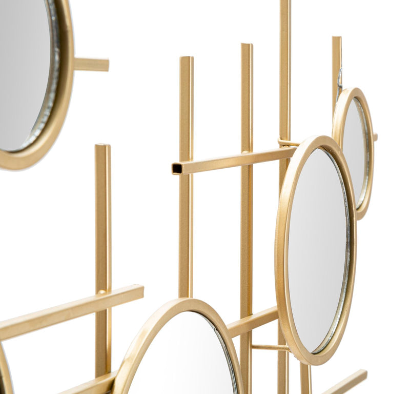 Pannello decorativo moderno con specchi in metallo dorato cm 114x4x61h