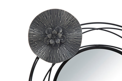 Pannello da parete in metallo con specchi e fiori cm 117x5x49h