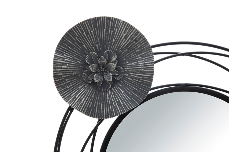 Pannello da parete in metallo con specchi e fiori cm 117x5x49h