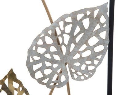 Pannello design da parete in metallo 3D con foglie cm 31x3x90h