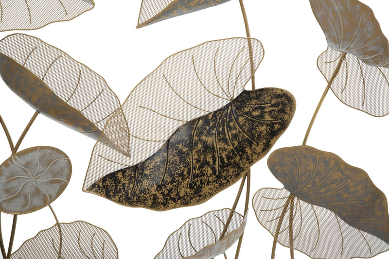 pannello decorativo con foglie e cornice in metallo 3D