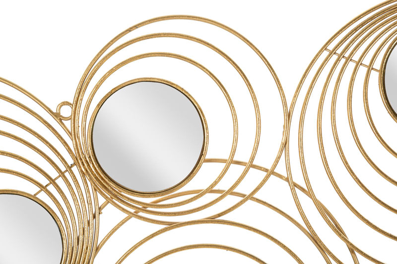 Pannello da parete decorativo in metallo dorato con specchietti cm 90x2x45h