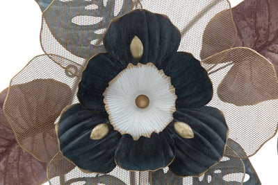 Pannello decorativo da parete in metallo 3D con fiori cm 93x11x61h