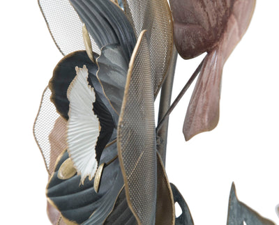 Pannello decorativo da parete in metallo 3D con fiori cm 93x11x61h