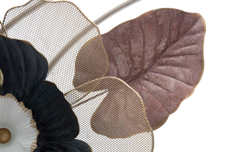 Pannello decorativo da parete in metallo 3D con fiori cm 93x11x61h